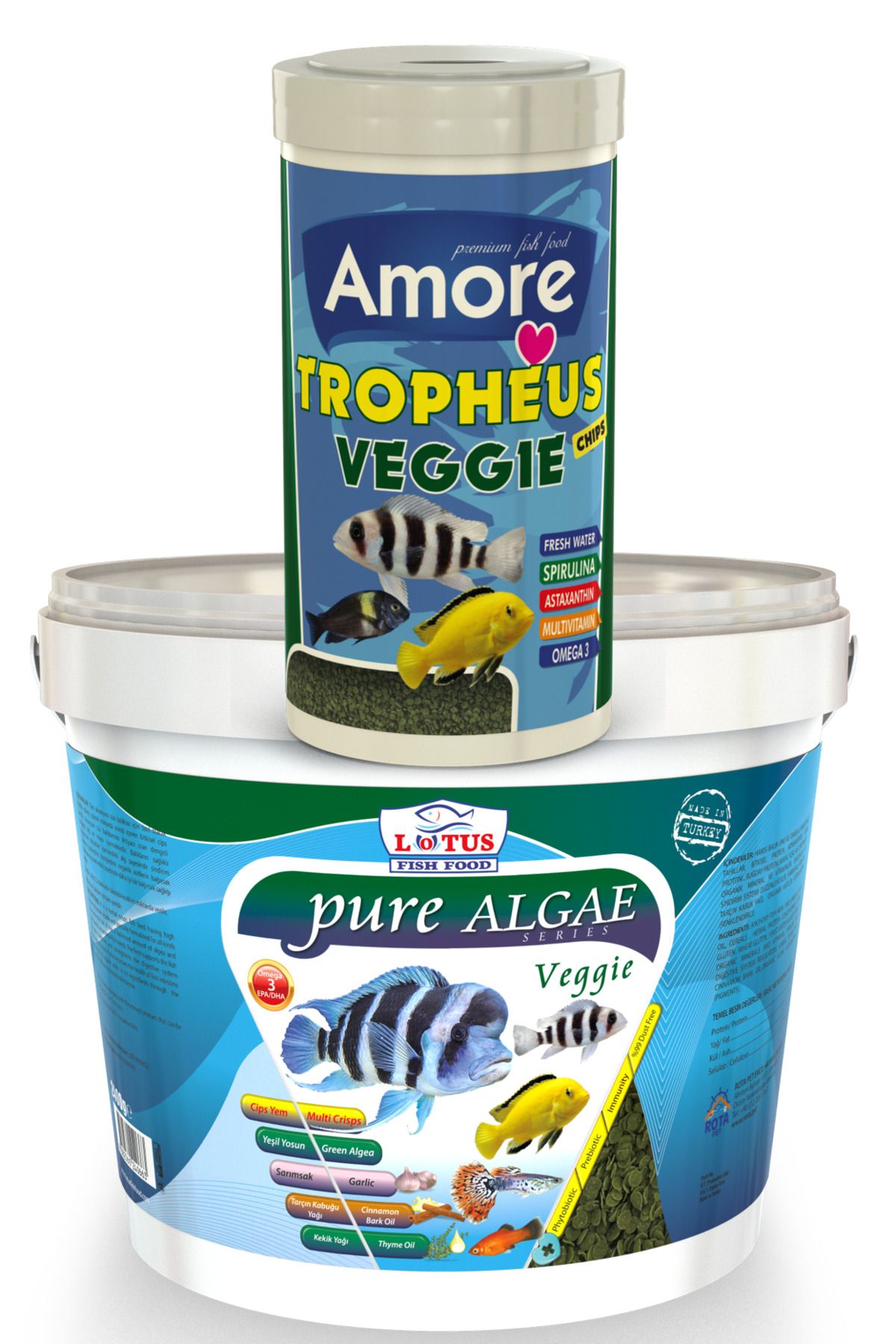 Lotus Tropheus Veggie Algae Chips 1000ml, Lotus Pure Algae Pro Chips Akvaryum Kova Bitkisel Balık Yemi