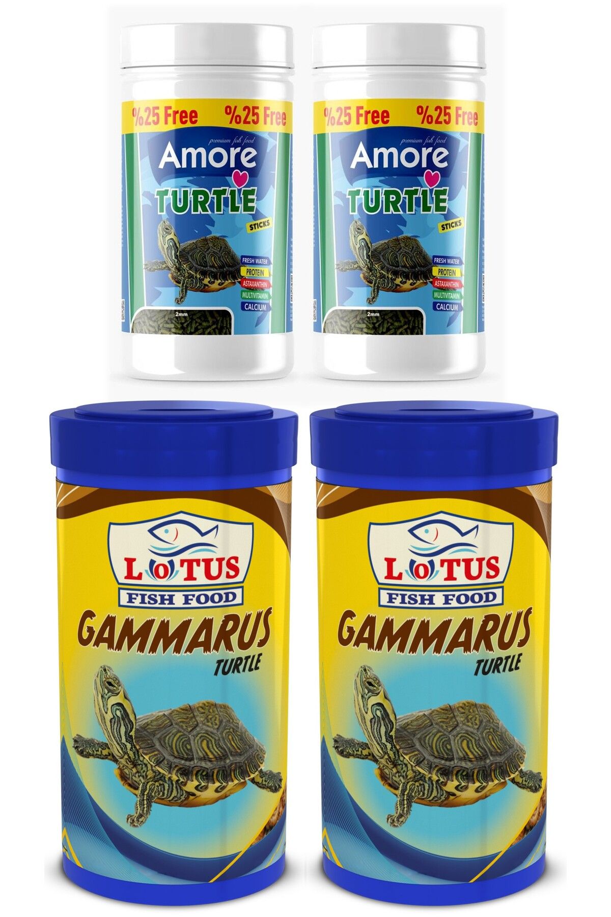 Lotus Turtle Calcium Sticks 2x125ml, Lotus Gammarus 2x250ml Kaplumbağa Yemi