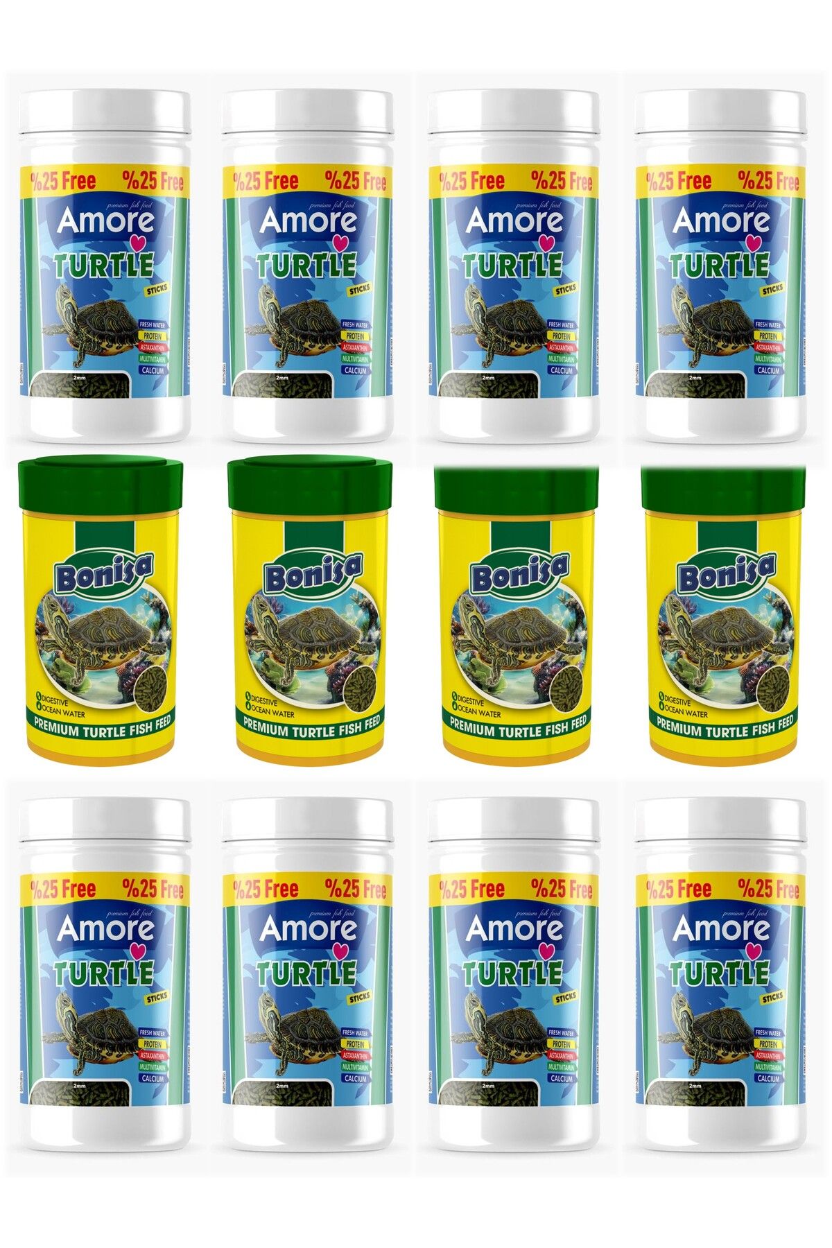 Amore Turtle Food Sticks 8x125ml, Bonisa 4x100ml Su Kaplumbağası Yemi