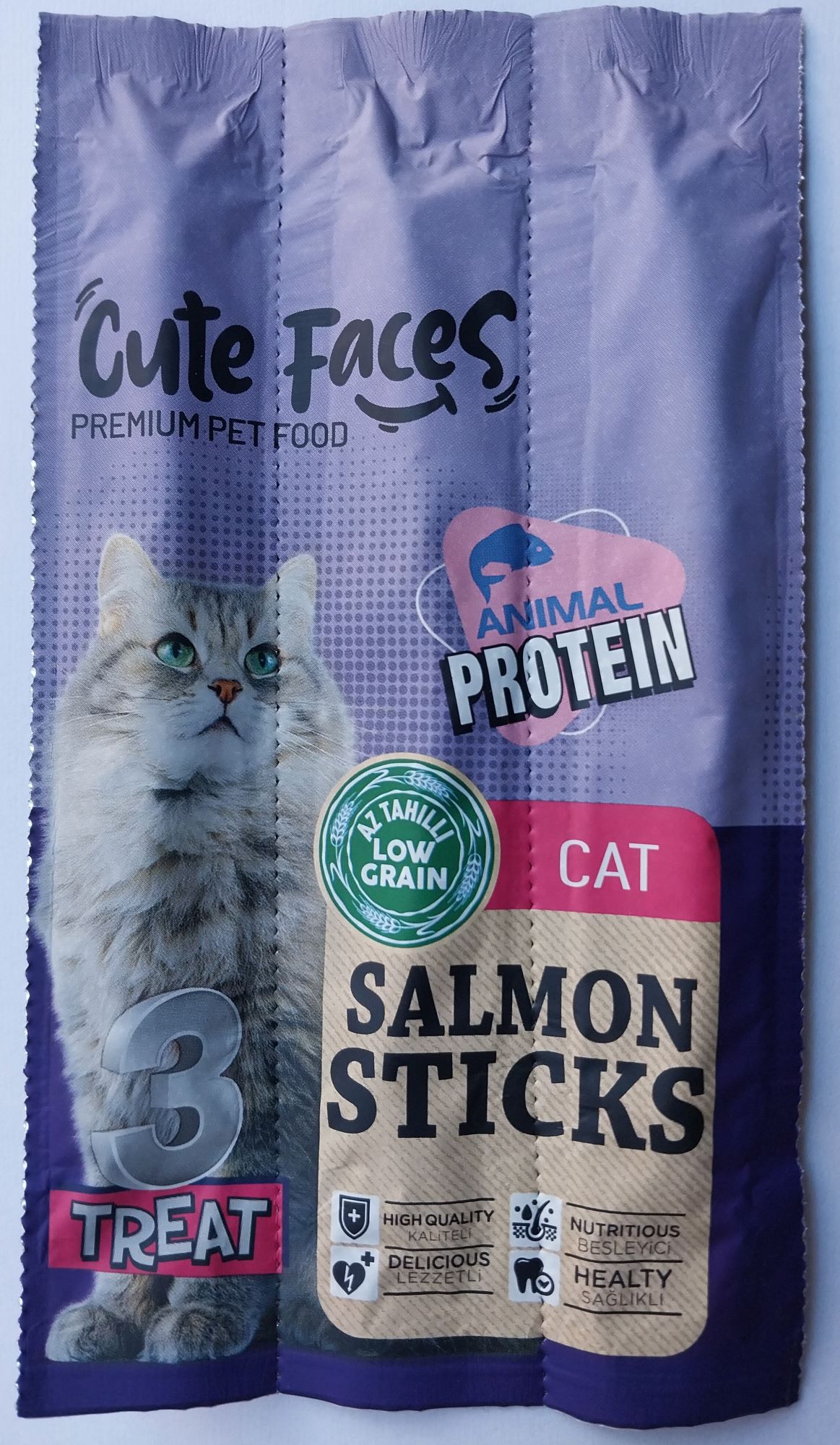 Cute Faces Somonlu 3lü Kedi ödül çubuğu Cat Salmon Sticks