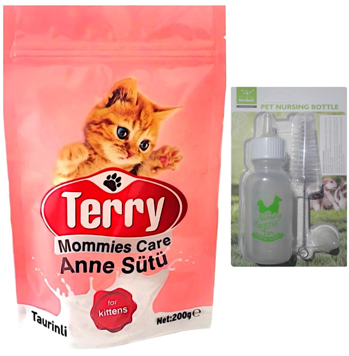 Terry Terry Mommies Care Yavru Kedi Ve Anne Sütü 200gr, Biberon Temizlik Seti